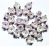 25 7mm Amethyst & White Bumpy Glass Beads